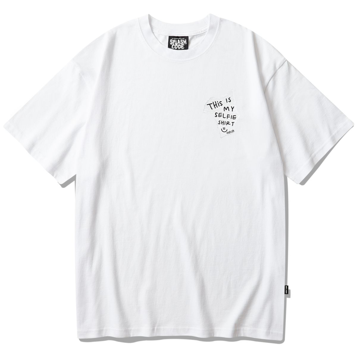 스플래시코드(SPLASHCODE) 반팔 티셔츠 화이트 - 셀피 셔츠 페이퍼(Selfie Shirt Paper)