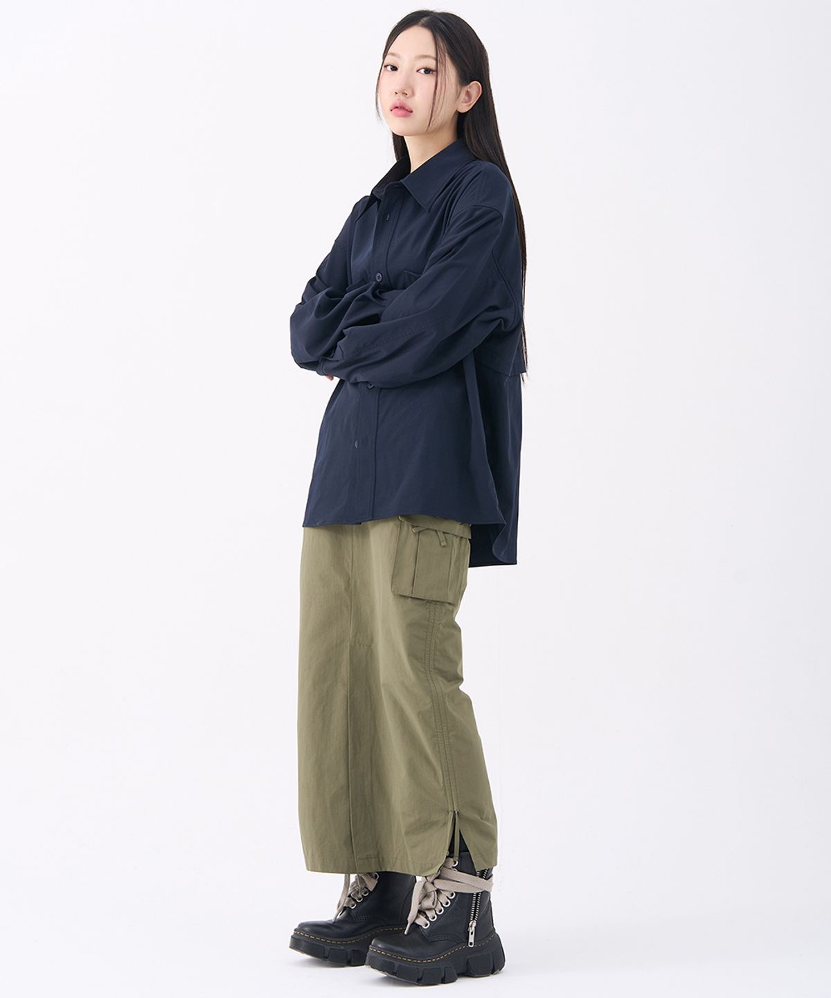 에프디알(FDR) Side String Long Skirt Khaki