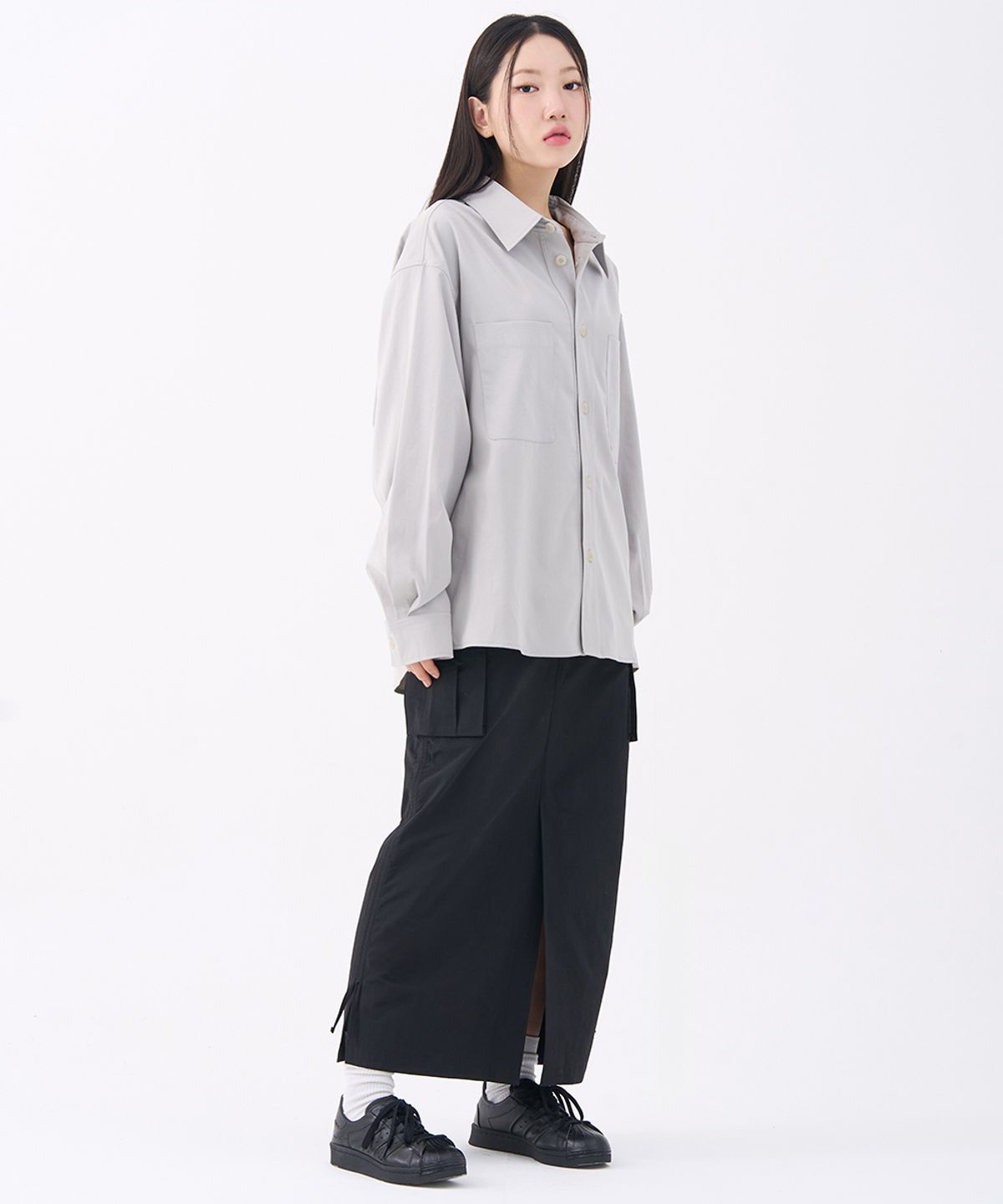 에프디알(FDR) Side String Long Skirt Black