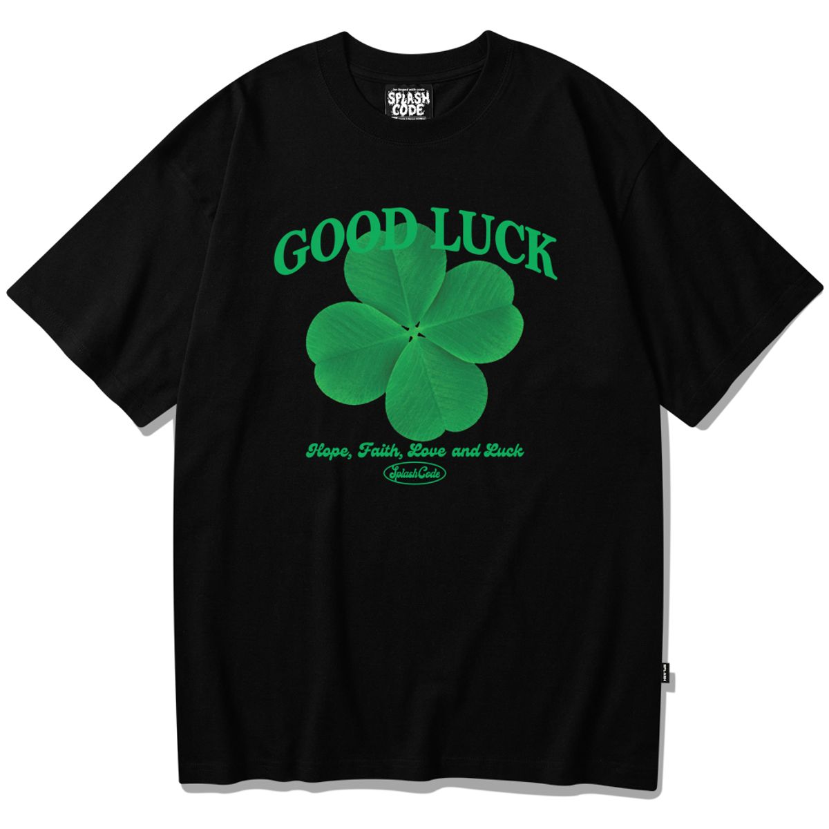 스플래시코드(SPLASHCODE) 반팔 티셔츠 블랙 - 럭키 클로버(Lucky Clover)