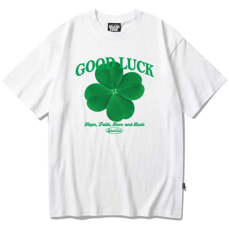 반팔 티셔츠 화이트 - 럭키 클로버(Lucky Clover)
