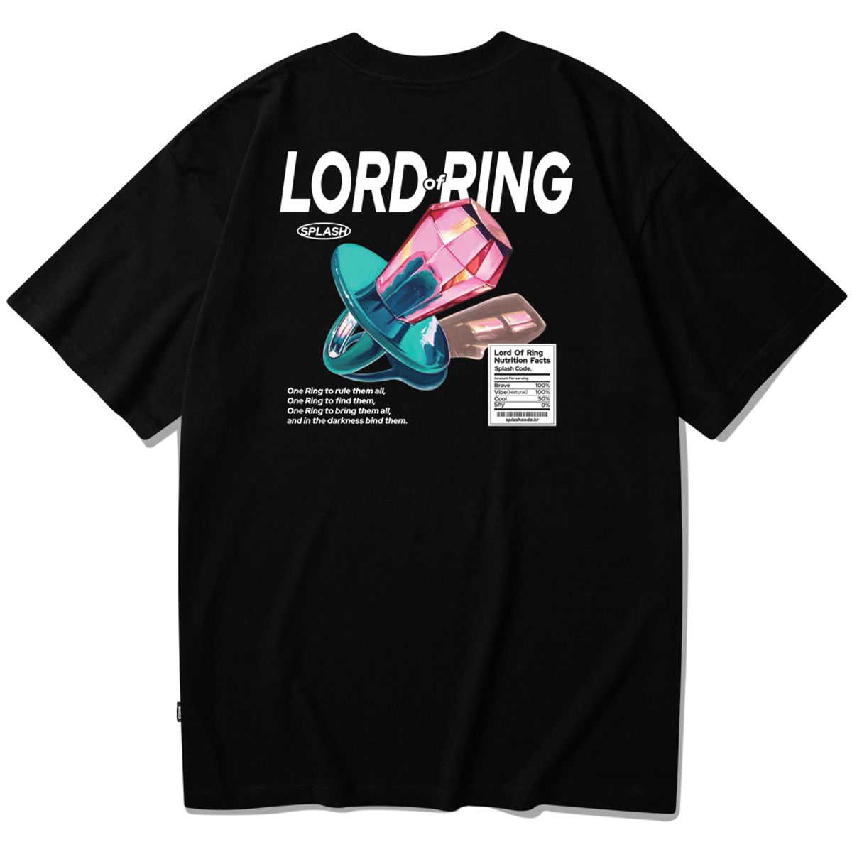 스플래시코드(SPLASHCODE) 반팔 티셔츠 블랙 - 보석 반지(Lord of Ring)