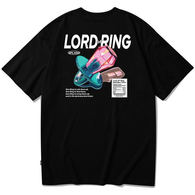 반팔 티셔츠 블랙 - 보석 반지(Lord of Ring)