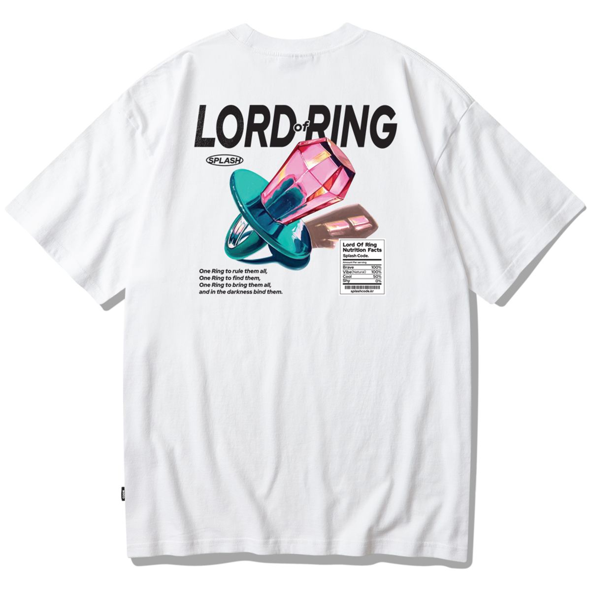 스플래시코드(SPLASHCODE) 반팔 티셔츠 화이트 - 보석 반지(Lord of Ring)