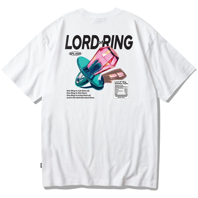 반팔 티셔츠 화이트 - 보석 반지(Lord of Ring)