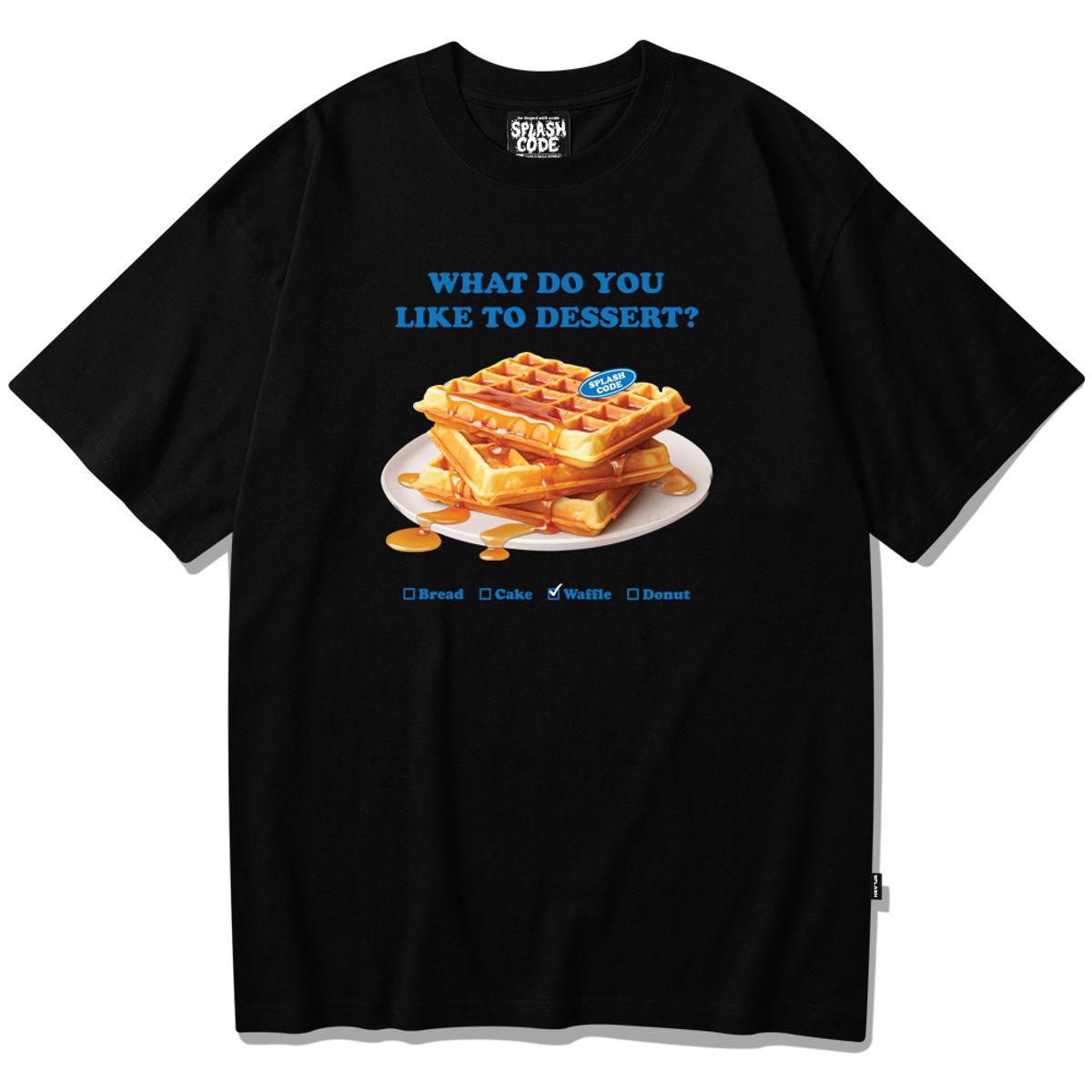 스플래시코드(SPLASHCODE) 반팔 티셔츠 블랙 - 디저트 와플(Dessert Waffle)