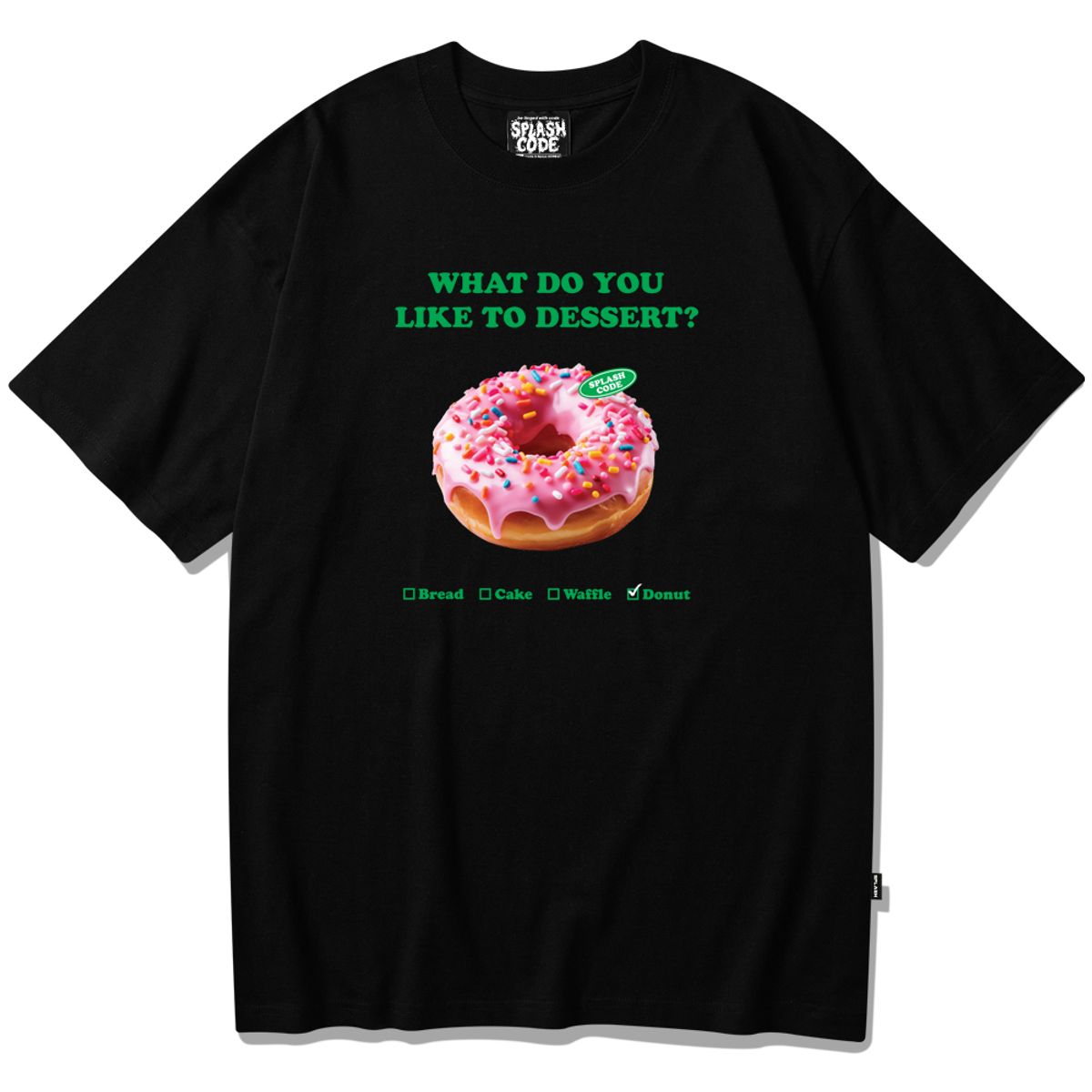 스플래시코드(SPLASHCODE) 반팔 티셔츠 블랙 - 디저트 도넛(Dessert Donut)