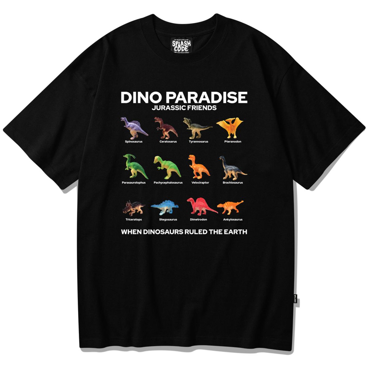 스플래시코드(SPLASHCODE) 반팔 티셔츠 블랙 - 디노 파라다이스(Dino Paradise)