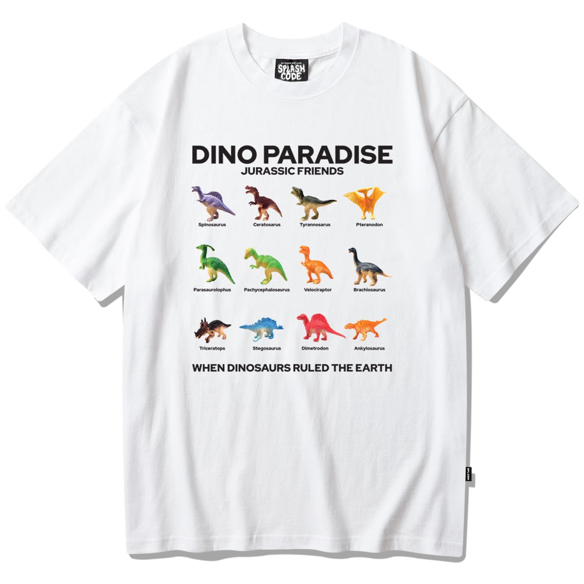 스플래시코드(SPLASHCODE) 반팔 티셔츠 화이트 - 디노 파라다이스(Dino Paradise)