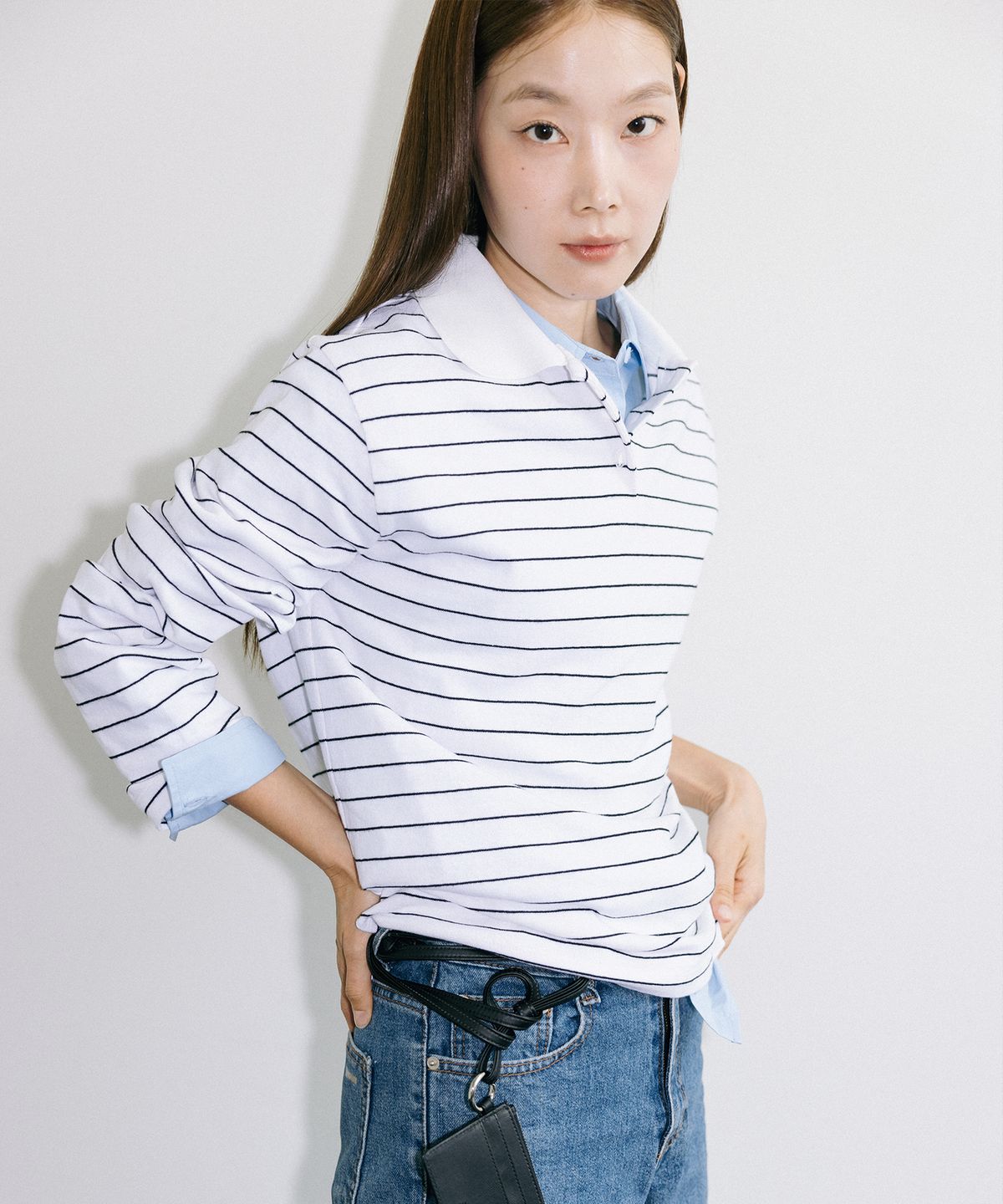아밤홈(AVAM HOME) Rugby Stripe Collar T-shirt White