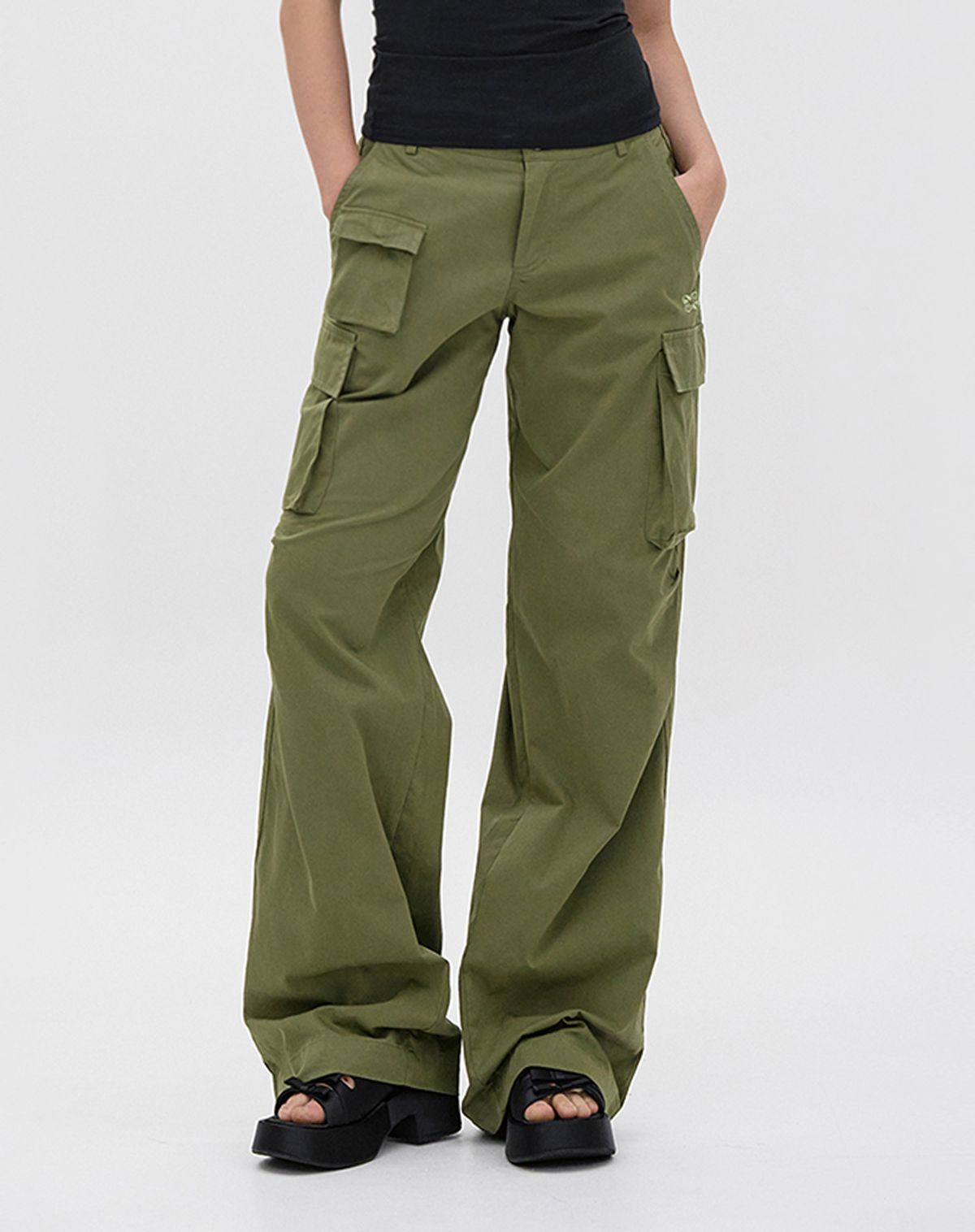 키시닝(KISYNING) Chloe Side Pocket Cargo Pants (Olive)