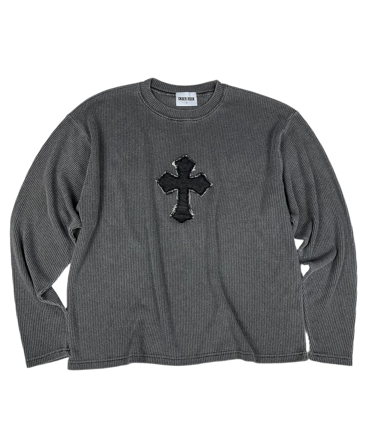 스케이터락(SK8ER ROCK) Classic Cross Pigment Oversized Knit ((Charcoal))