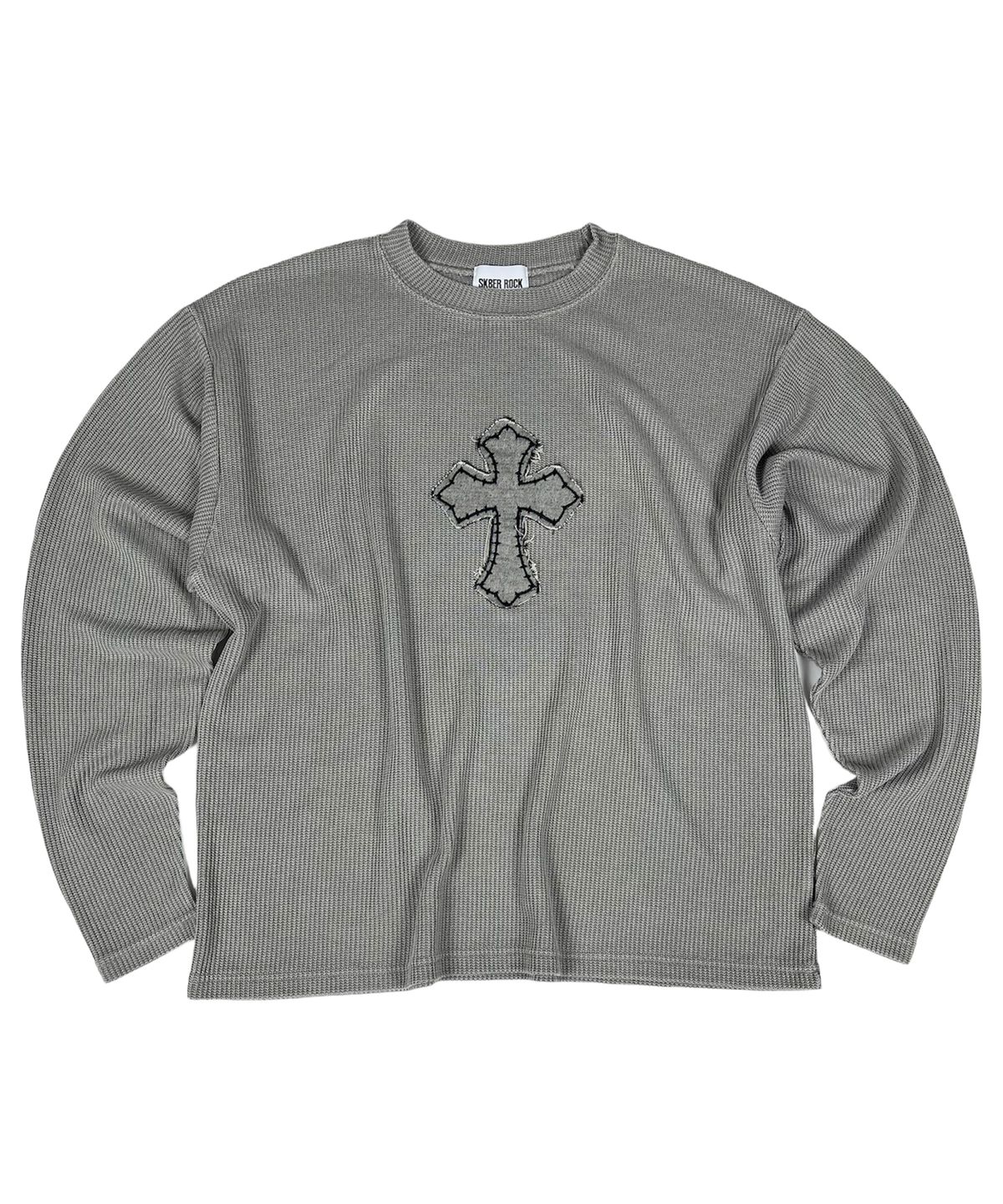스케이터락(SK8ER ROCK) Classic Cross Pigment Oversized Knit ((Gray))