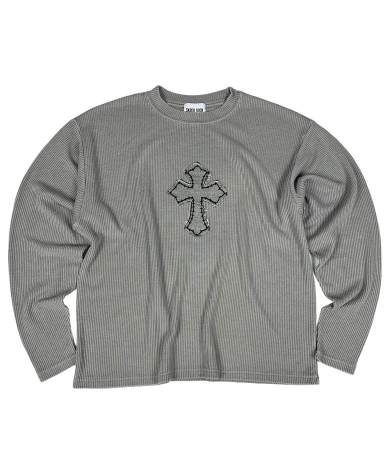 Classic Cross Pigment Oversized Knit ((Gray))