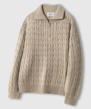 오버핏 볼륨 워셔블 하프집업 케이블 니트_6COLOR