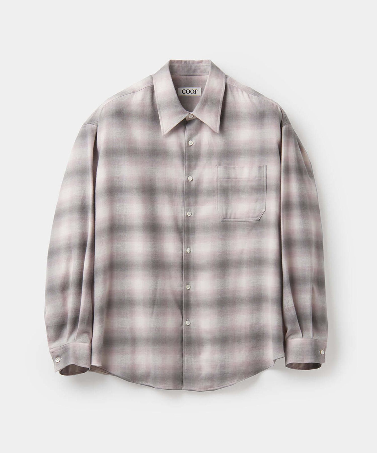 MUSINSA公式 | COOR Ombre Check Oversized Shirt (Grey Pink)