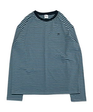 TCM mini logo stripe long sleeve (sky blue/charcoal)