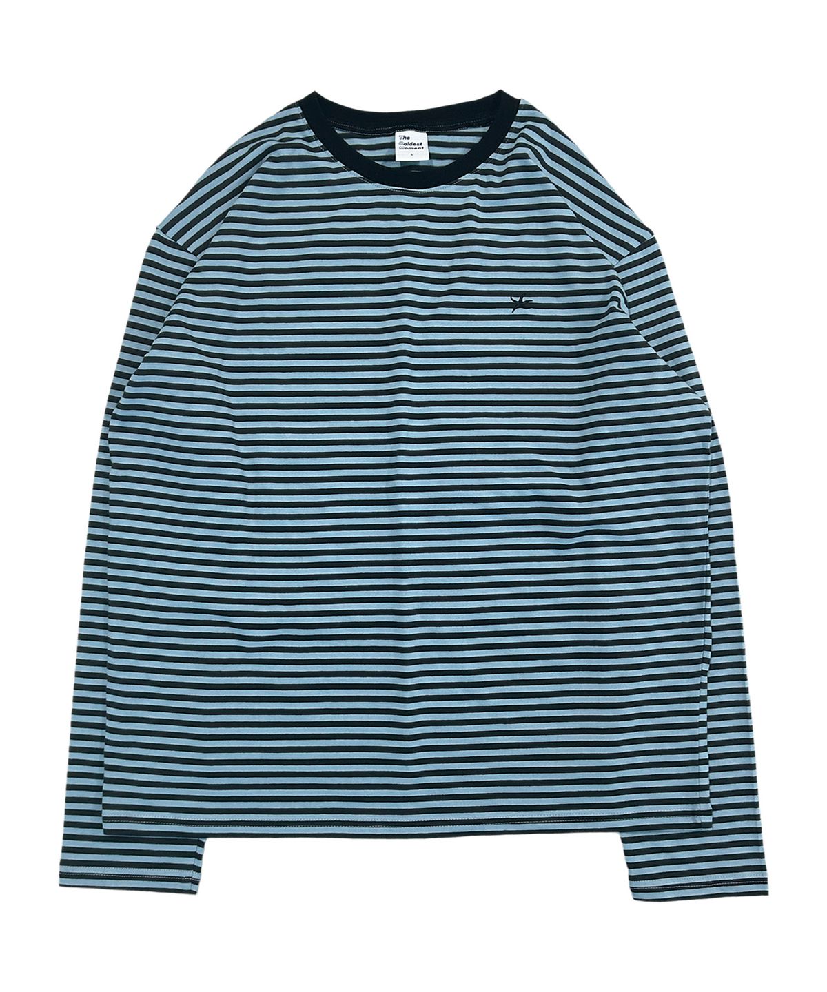 더콜디스트모먼트(THE COLDEST MOMENT) TCM mini logo stripe long sleeve (sky blue/charcoal)