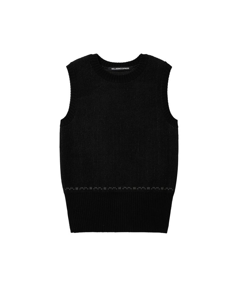 Jacquard Knit Vest Black