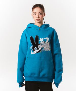 fur bunny planet hoody - blue