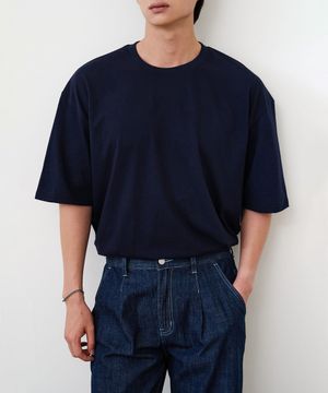 베이직 무지 오버 반팔티 (Navy)