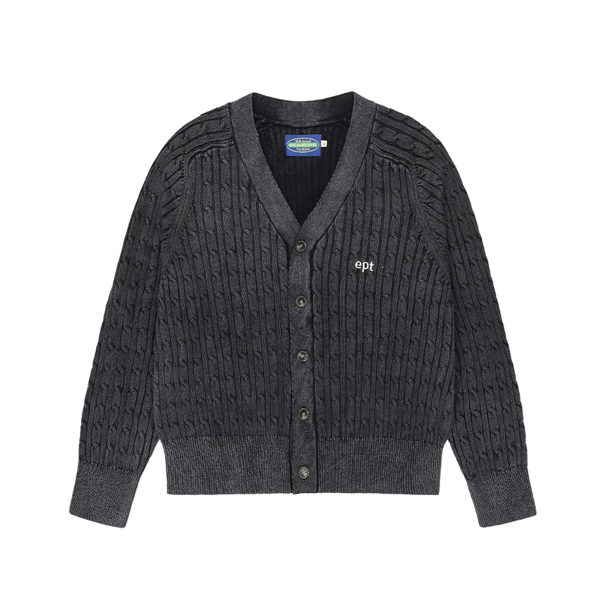 이피티(EPT) SAND WASHING KNIT CARDIGAN (BLACK)