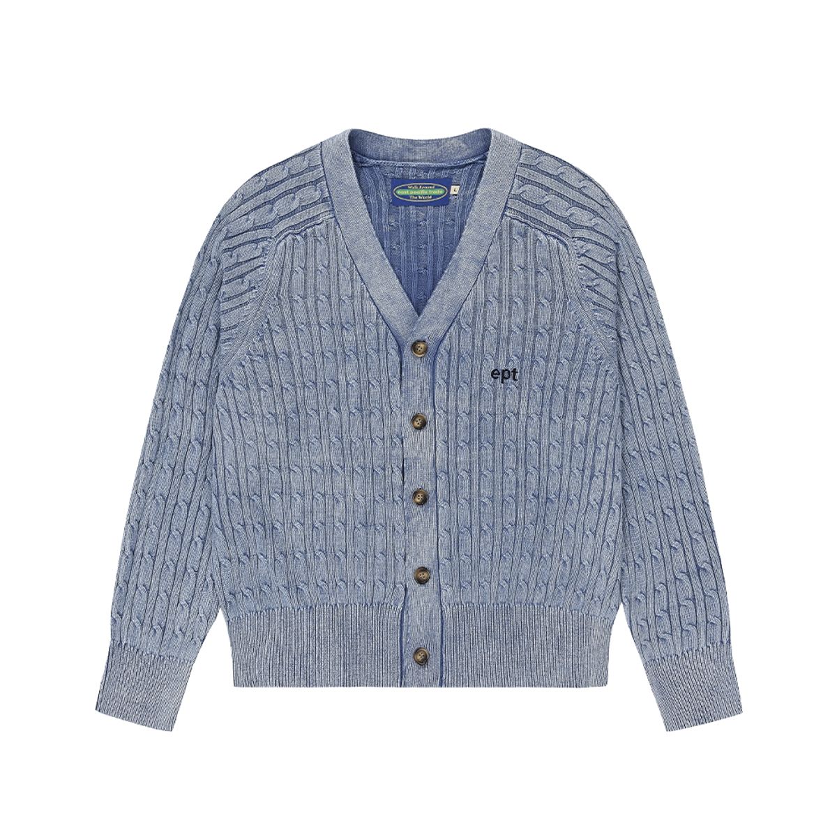 이피티(EPT) SAND WASHING KNIT CARDIGAN (BLUE)