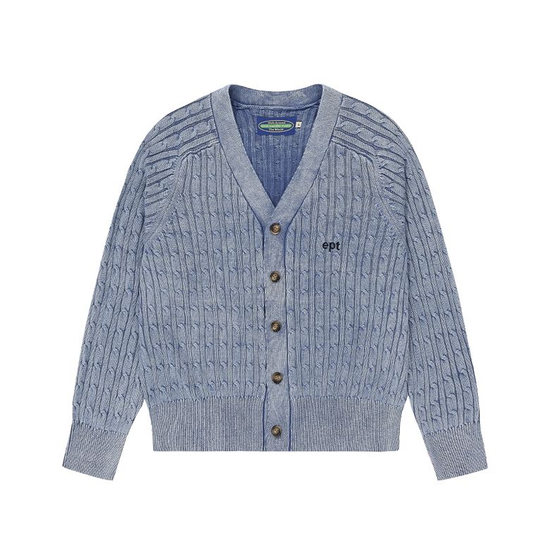 SAND WASHING KNIT CARDIGAN (BLUE)
