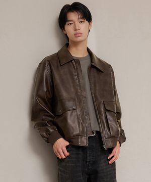 유니섹스 신세틱 레더 플라이트 자켓 [BR]
