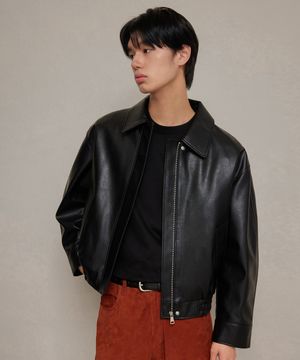 유니섹스 신세틱 레더 오버핏 블루종 [BK]