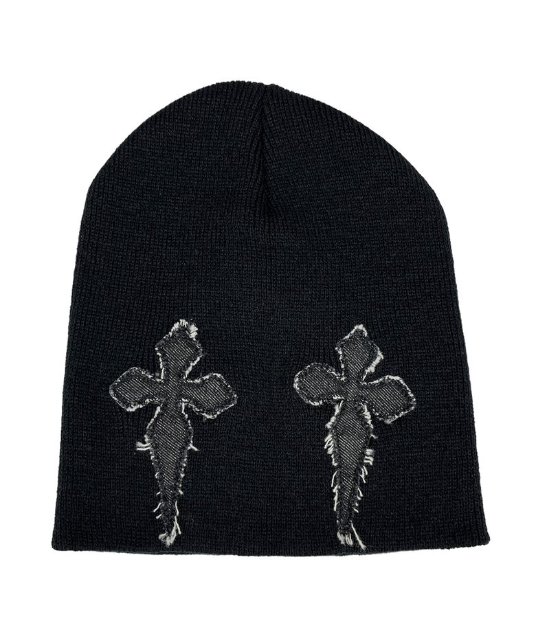Gothic Cross Beanie ((black*denim))