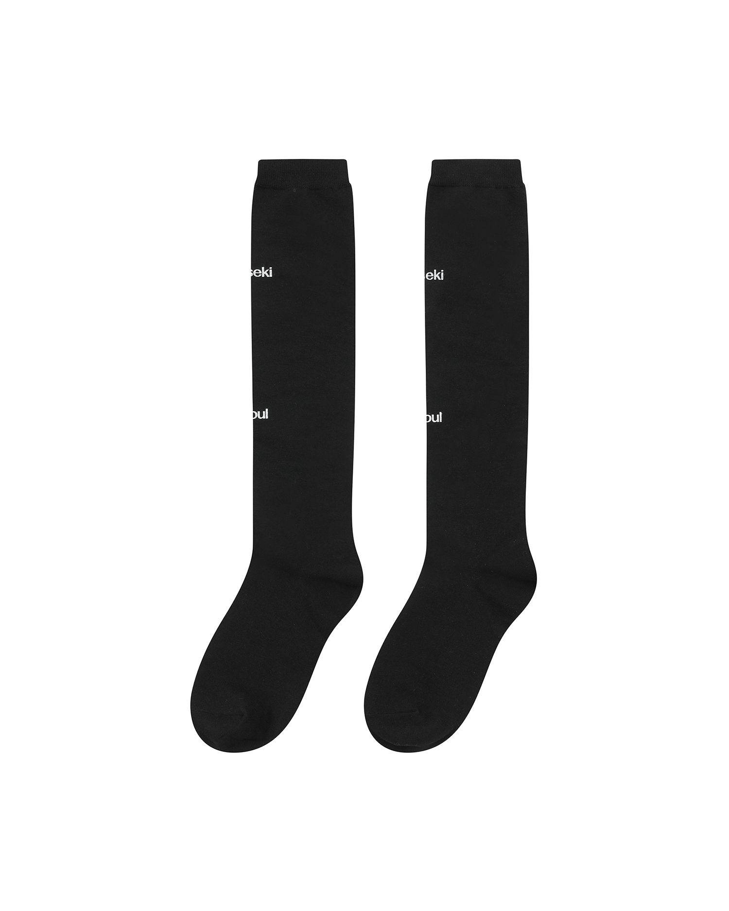 MUSINSA | MISEKI SEOUL Logo knee socks BLACK