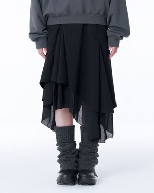 Unbalanced layered skirt BLACK