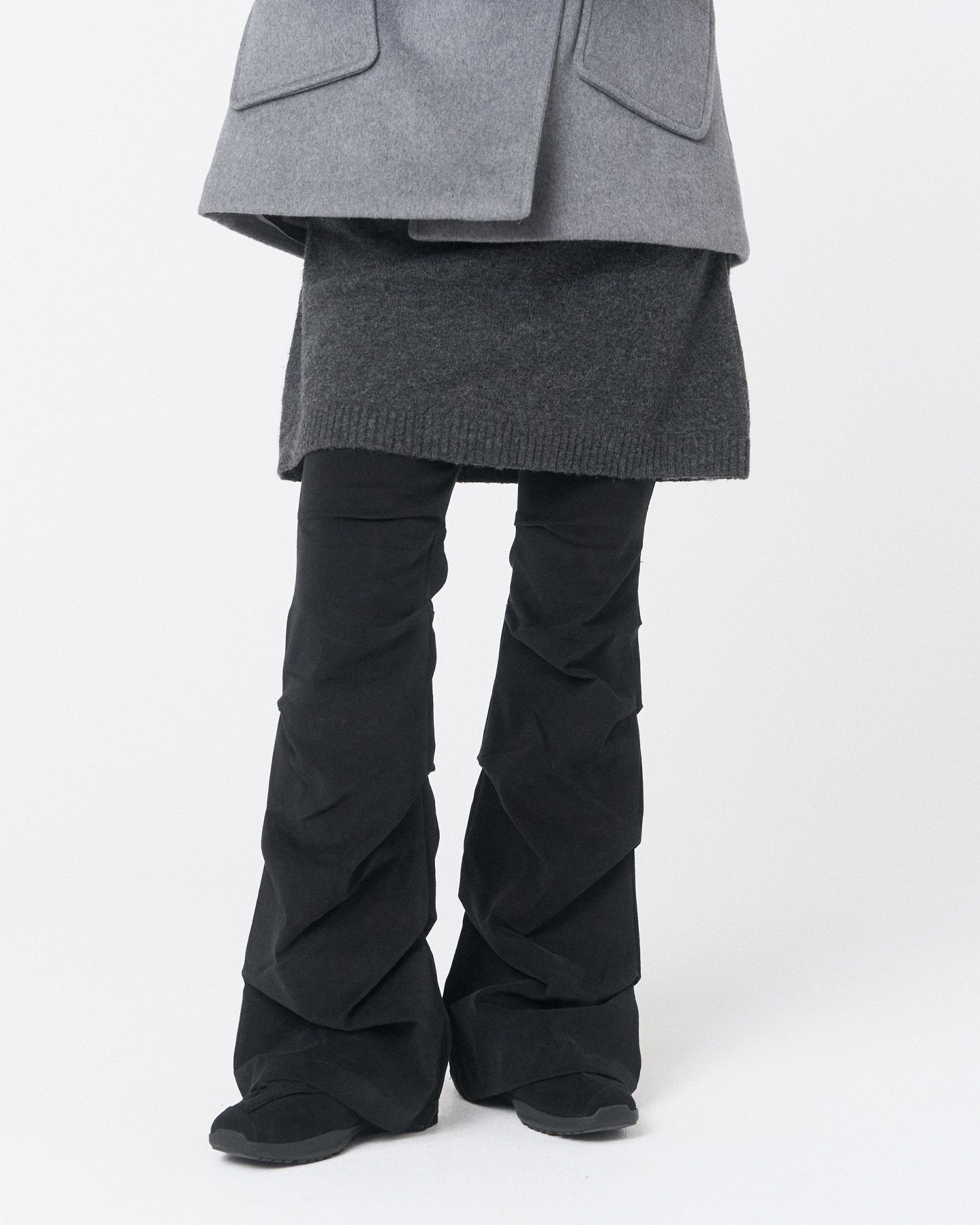 MUSINSA公式 | MISEKI SEOUL Shirring bootscut pants BLACK