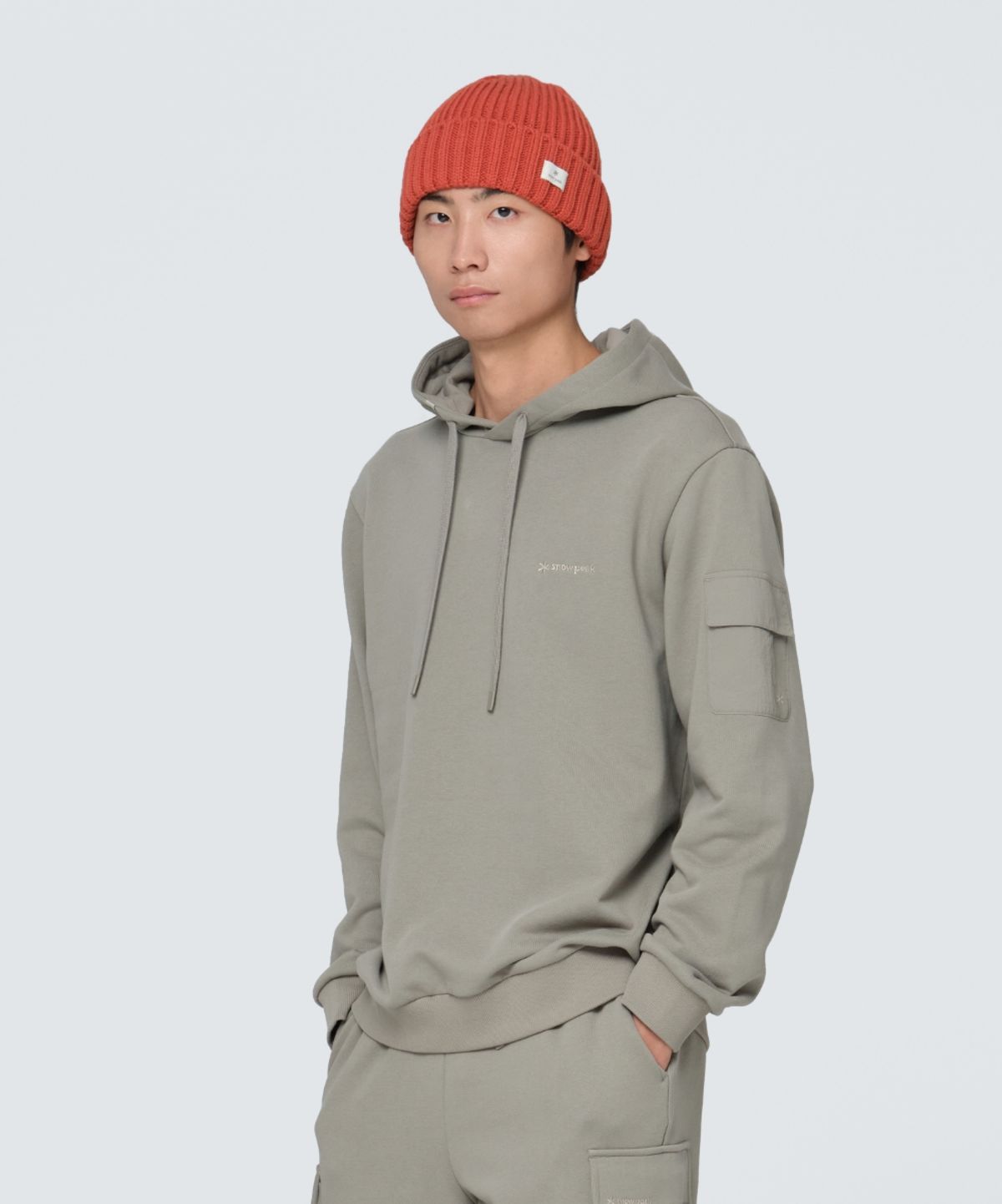 스노우피크 어패럴(SNOWPEAK APPAREL) 랜드 포켓 후드 티셔츠 (S24FMFHD60) Khaki Gray
