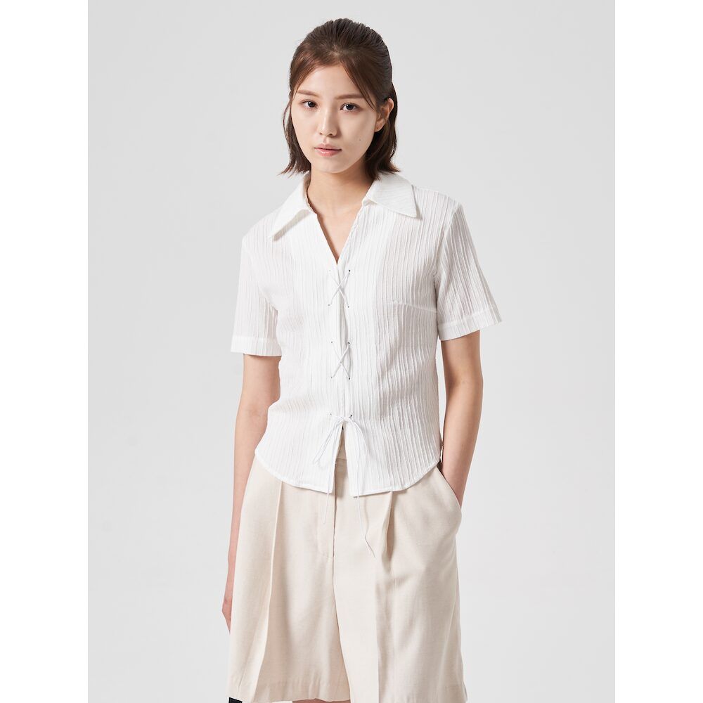 캉캉이 라운드넥 반소매 블라우스 네이비 source detail 26