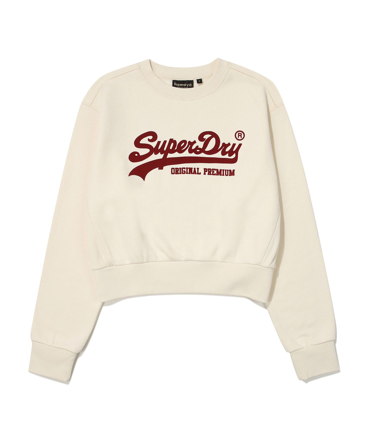 슈퍼드라이(SUPERDRY) W 빈티지 로고 크롭 맨투맨 아이보리