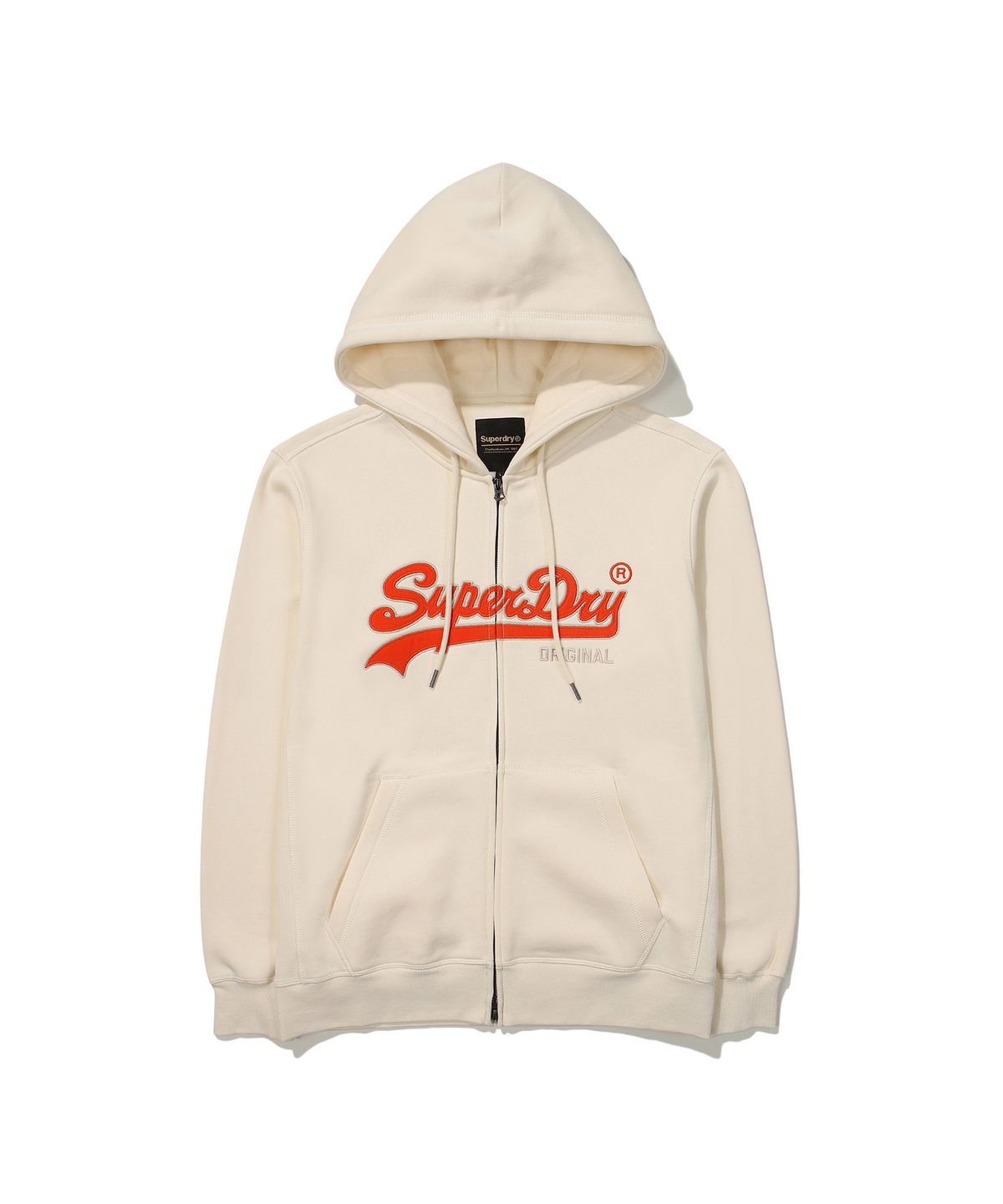 슈퍼드라이(SUPERDRY) 빈티지 로고 투웨이 후드 집업 아이보리