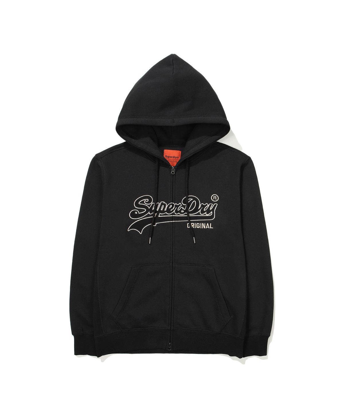슈퍼드라이(SUPERDRY) 빈티지 로고 투웨이 후드 집업 블랙