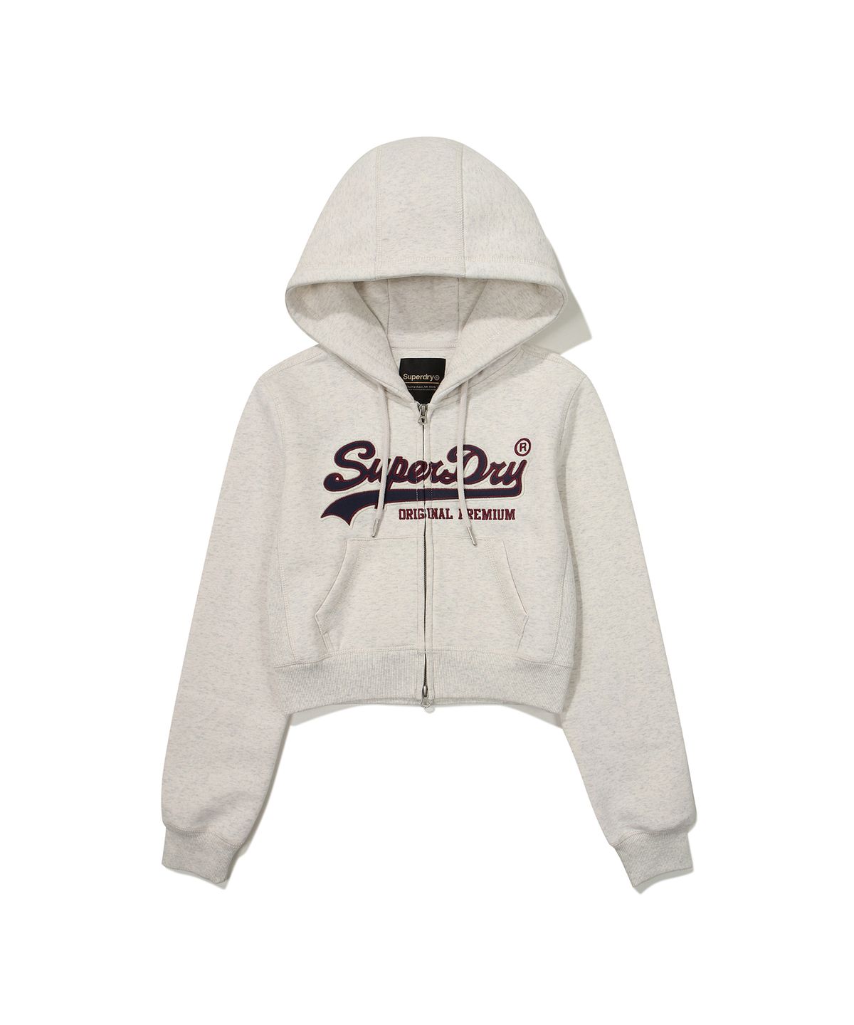 슈퍼드라이(SUPERDRY) W 빈티지 로고 투웨이 후드 집업 라이트 그레이