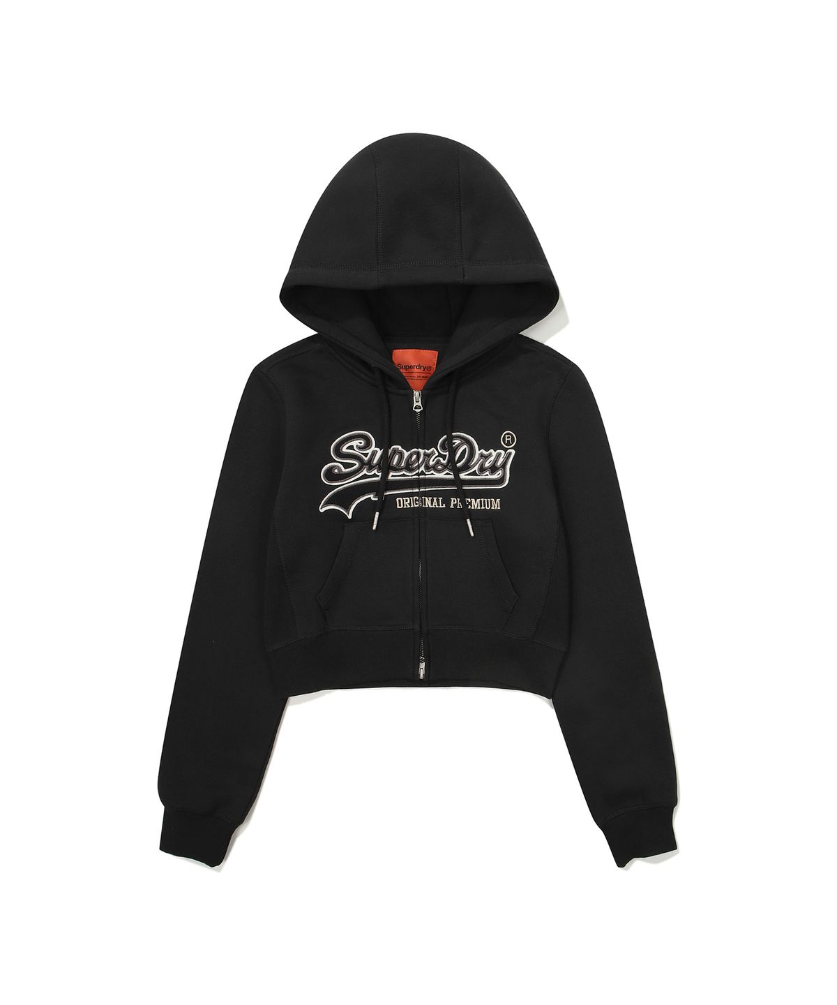 슈퍼드라이(SUPERDRY) W 빈티지 로고 투웨이 후드 집업 블랙