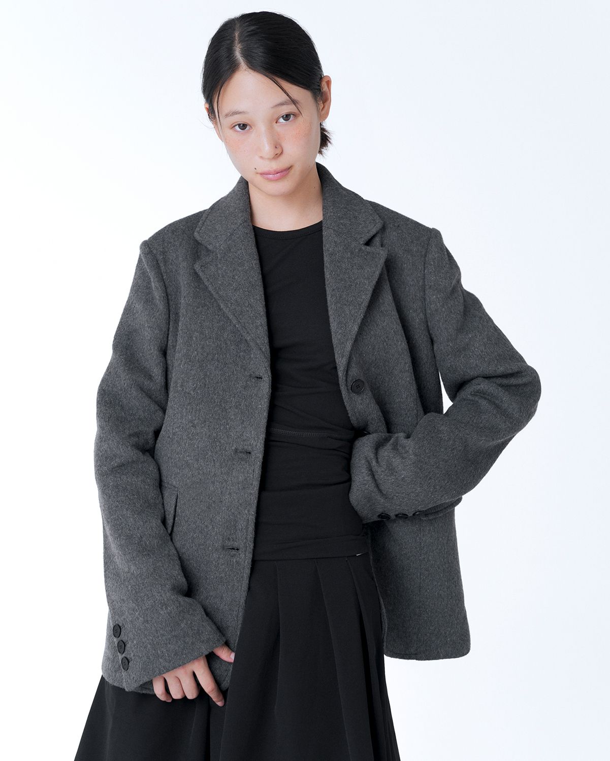 MISEKI SEOUL[ミセキソウル] Classic over blazer CHARCOAL MUSINSA | MISEKI SEOUL Wool over blazer CHARCOAL