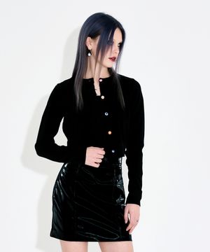 비비드 니트 가디건 블랙