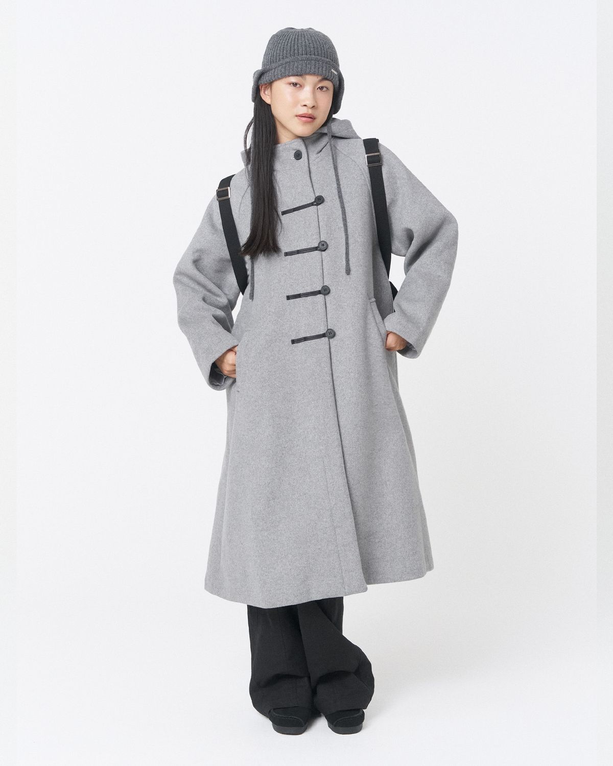 미세키서울(MISEKI SEOUL) Hoodie long duffle Coat GREY