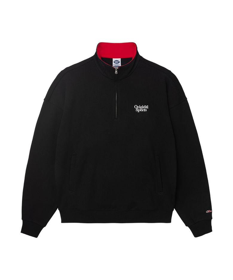 COLOR BLOCK HALF ZIPUP BLAK