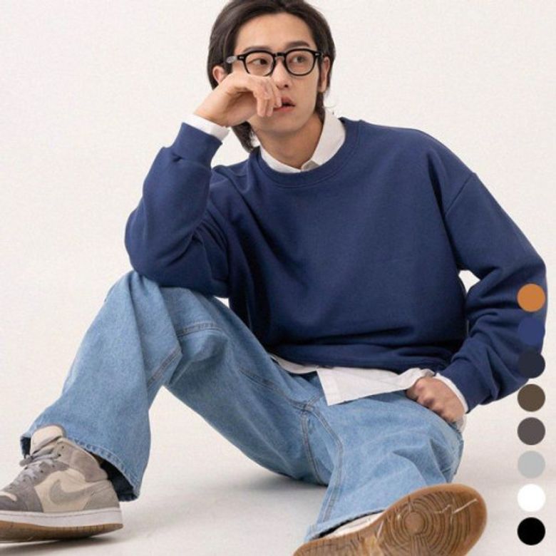 무지 오버핏 맨투맨
