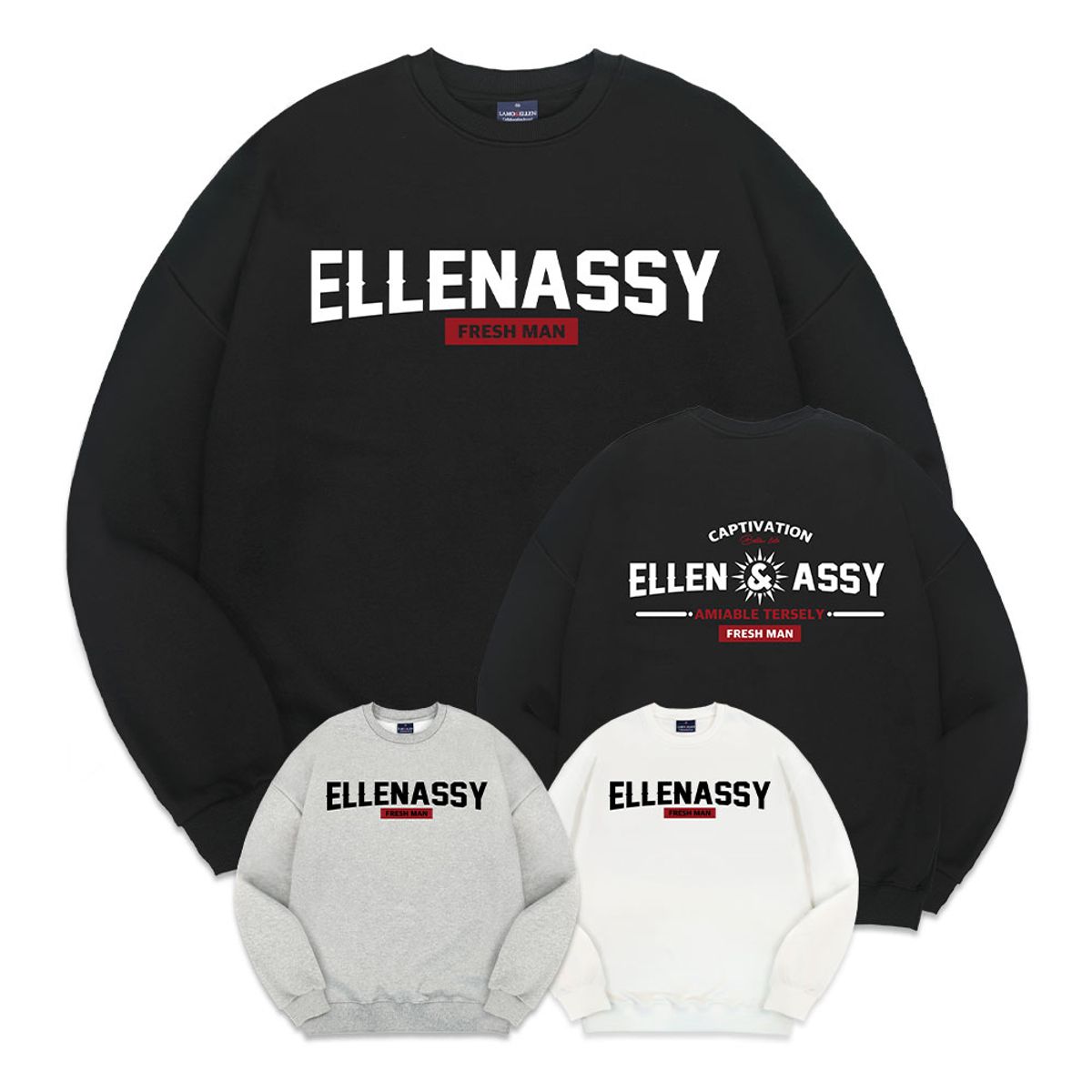 엘런아시(ELLENASSY) 프레쉬맨 오버핏 맨투맨