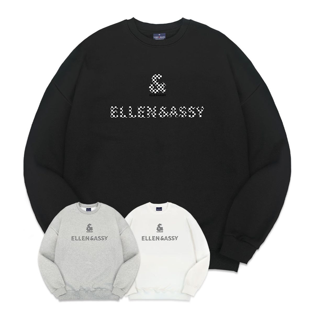 엘런아시(ELLENASSY) 체커아시 오버핏 맨투맨