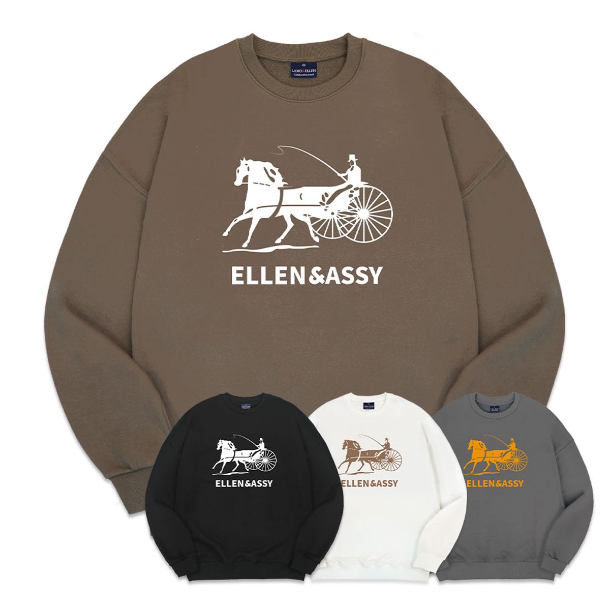 엘런아시(ELLENASSY) EA마차 오버핏 맨투맨