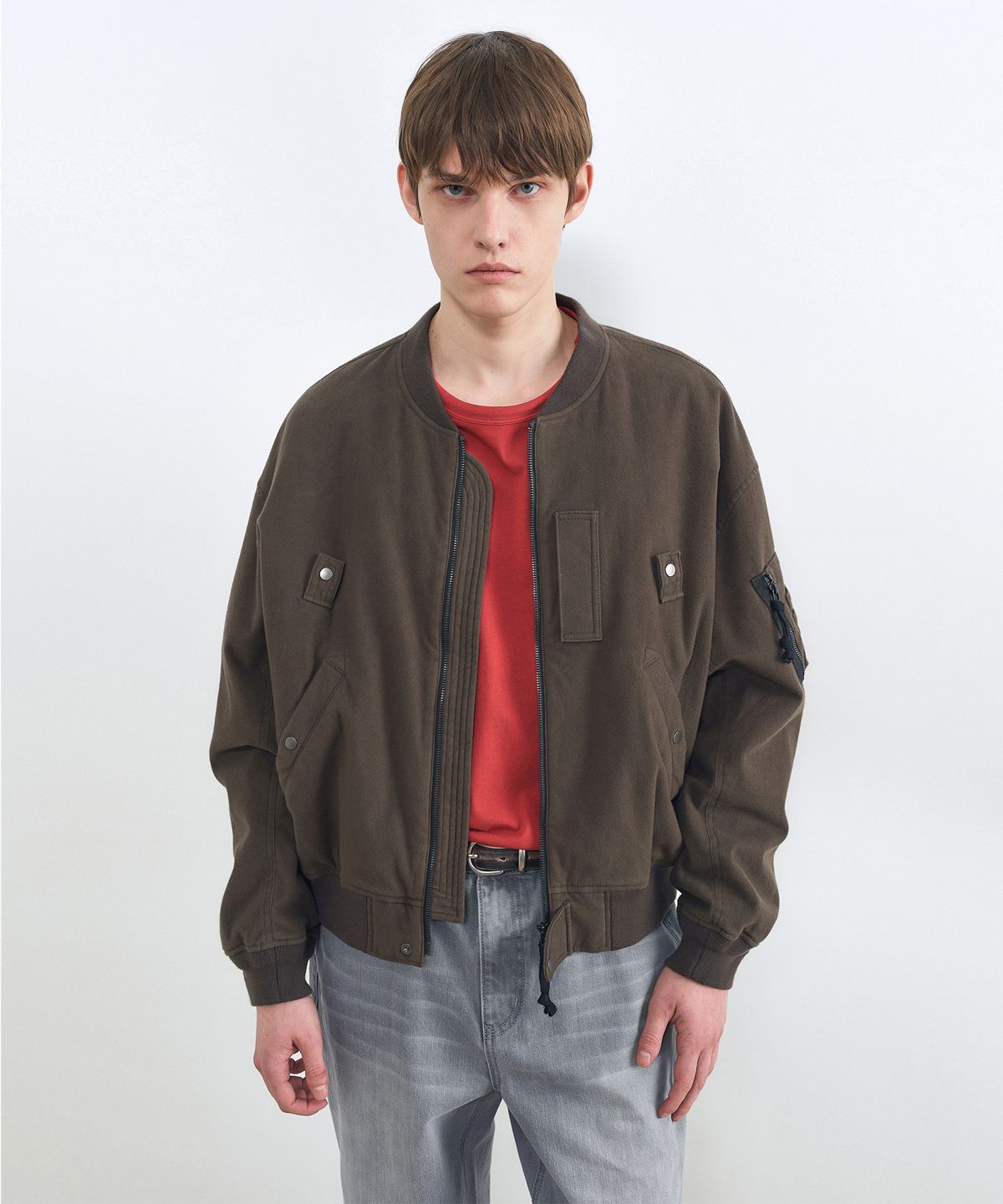 인사일런스(INSILENCE) 워시드 몰스킨 MA-1 KHAKI GREY